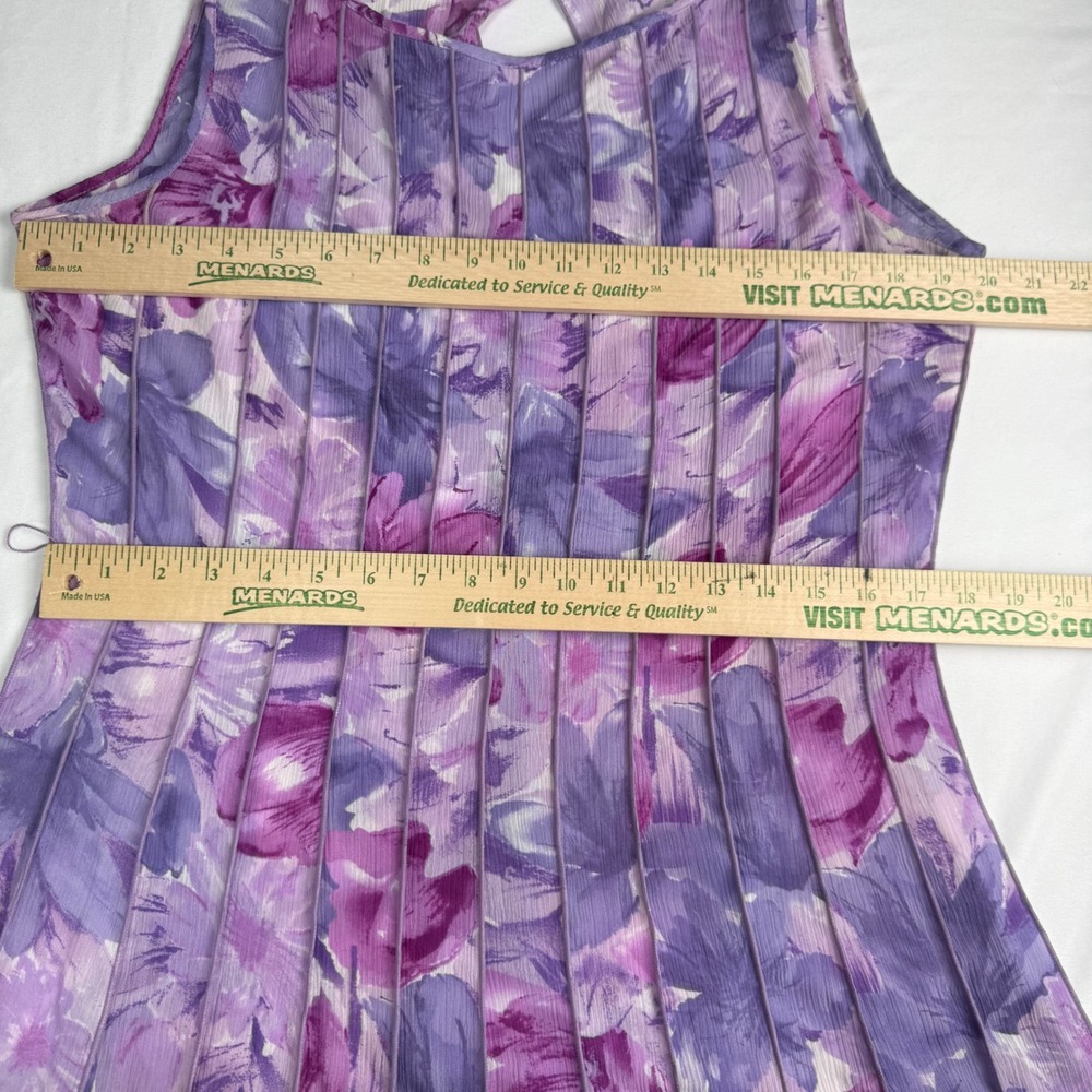 Sandra Darren Purple Floral Midi Dress Fit Flare Garden Party Summer Size 14 - Picture 3 of 6